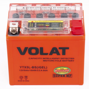 Аккумулятор для мототехники VOLAT iGEL YTX5L-BS 5Ач 80А обрат. пол. 113x70x106 (YTX5L, EB5-3)