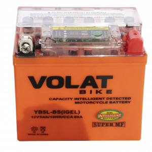 Аккумулятор для мототехники VOLAT iGEL 5Ач 65А обр. пол. 119x60x129 (YB5L-BS, 1205.1)