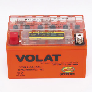 Аккумулятор для мототехники VOLAT iGEL YTX7A-BS 7Ач 105А прям. пол. 150x87x94 (MT 12-7, SMT 12-7, CT 1207)