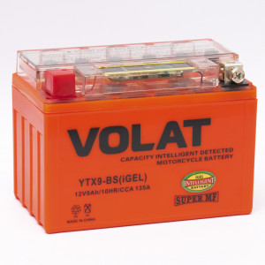 Аккумулятор для мототехники VOLAT iGEL 9Ач 135А прям. пол. 150x87x107 (YTX9-BS, YTX9, СТ 1209)
