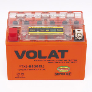 Аккумулятор для мототехники VOLAT iGEL 9Ач 135А прям. пол. 150x87x107 (YTX9-BS, YTX9, СТ 1209)