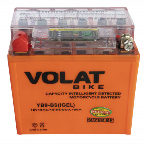 Аккумулятор для мототехники VOLAT iGEL YB9-BS 10Ач 100А прям. пол. 137х77х135 (СТ 1210; 12N9-4B-1, SMT 12-10, 12N9-4B-1-Gel))
