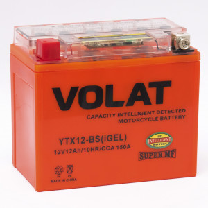 Аккумулятор для мототехники VOLAT iGEL YTX12-BS 12Ач 150А прям. пол. 150x87x130 (YTX12-BS, EB12-4)