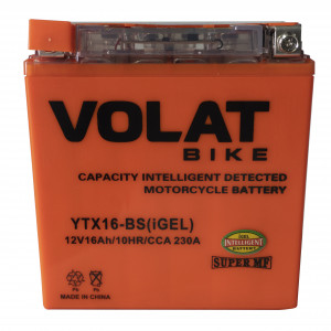 Аккумулятор для мототехники VOLAT iGEL YTX16-BS 16Ач 230А прям. пол. 150x87x161 (YTX16-BS, СТ 1216.1)