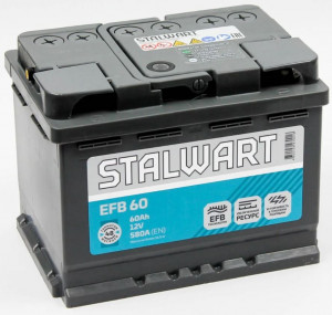 Аккумулятор STALWART EFB 60R прям. пол. 580A 242x175x190