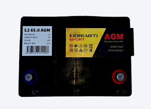 Аккумулятор Moriarti AGM L2 65R обр. пол. 640A 242x175x190