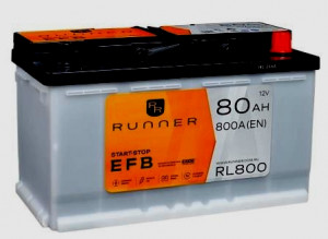 Аккумулятор RUNNER EFB 80R обр. пол. 800A 315x175x190