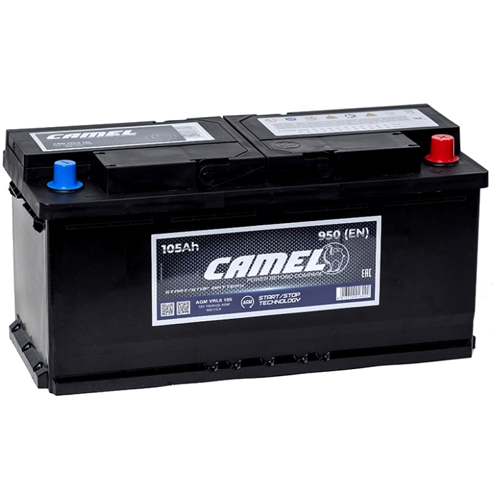 Аккумулятор CAMEL AGM 105R обр. пол. 950А 394x175x190