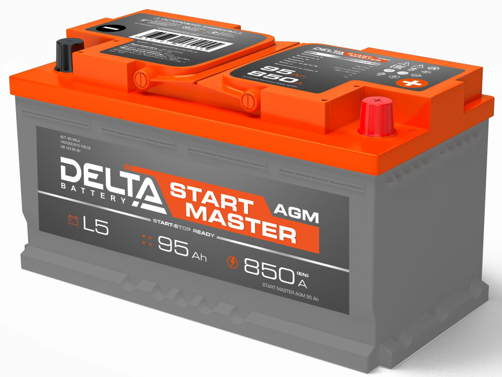 Аккумулятор DELTA START MASTER AGM 95 Ач 850А обр. пол. 353х175х190