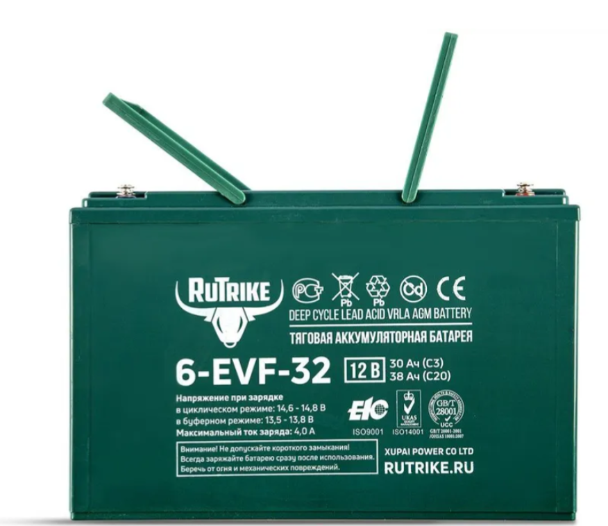Тяговый аккумулятор для инвалидной коляски RuTrike AGM 6-EVF-32 (12V32A/H C3) 266×76×170