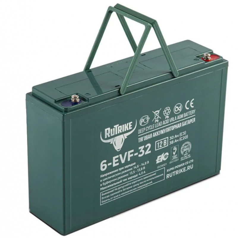 Тяговый аккумулятор для инвалидной коляски RuTrike AGM 6-EVF-32 (12V32A/H C3) 266×76×170