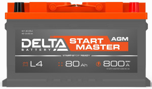 Аккумулятор DELTA START MASTER AGM 80 Ач обр. пол. 800А 315x175x190
