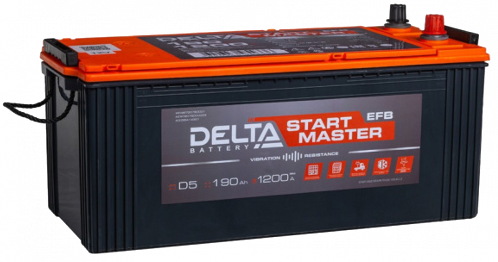 Аккумулятор DELTA START MASTER EFB TRUCK 190 Ач евро обр. пол. 1200А 510x222x233