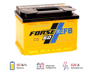 Аккумулятор FORSE EFB 60R обр. пол. 620A 242x175x190