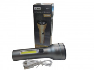 Светодиодный фонарик H-857 LED+COB micro USB
