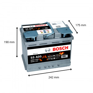 Аккумулятор BOSCH S5 A05 AGM 60Ah 680A (EN) о.п.(242х175х190) 560 901 068