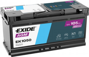 Аккумулятор EXIDE Start-Stop AGM 105R обр. пол. 950А 393x175x190 (EK1050) France