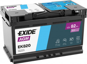 Аккумулятор EXIDE Start-Stop AGM 82R обр. пол. 800А 315x175x190 (EK820) France