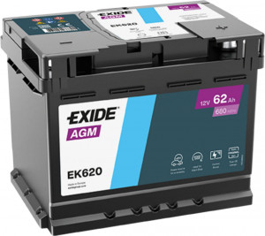 Аккумулятор EXIDE Start-Stop AGM 62R обр. пол. 680А 242x175x190 (EK620) France