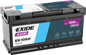 Аккумулятор EXIDE Start-Stop AGM 106R обр. пол. 950А 393x175x190 (EK1060) France