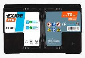 Аккумулятор EXIDE EFB 70R обр. пол. 760А 278x175x190 (EL700) France