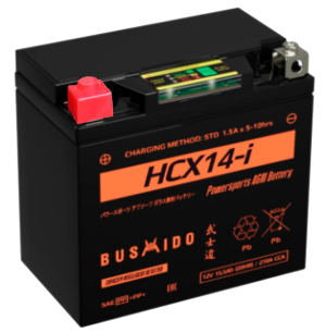 Аккумулятор для мототехники BUSHIDO AGM HCX14-i 15,5Ач 230A прям. пол. 150x86x145 (YTX14-BS)