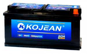 Аккумулятор Kojean AGM 105R обр. пол. 1000А 393x175x190