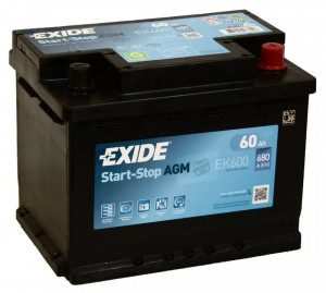 Аккумулятор EXIDE Start-Stop AGM 60R обр. пол. 680А 242x175x190 (EK600) Poland