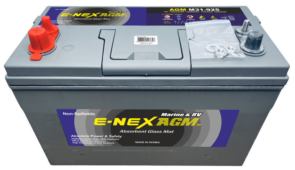 Аккумулятор лодочный ATLAS E-NEX MARINE AGM M31-925 100Ач прям. пол. 925A 330x173x240