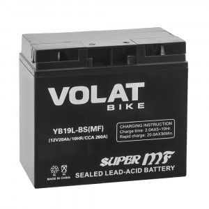 Аккумулятор для мототехники VOLAT MF 20Ач 260А прям. пол. 181x77x167 YB19L-BS (MF) R+