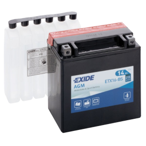 Аккумулятор для мототехники EXIDE AGM ETX16-BS 14Ач 215A прям. пол. 150x87x161 , ETX16-BS