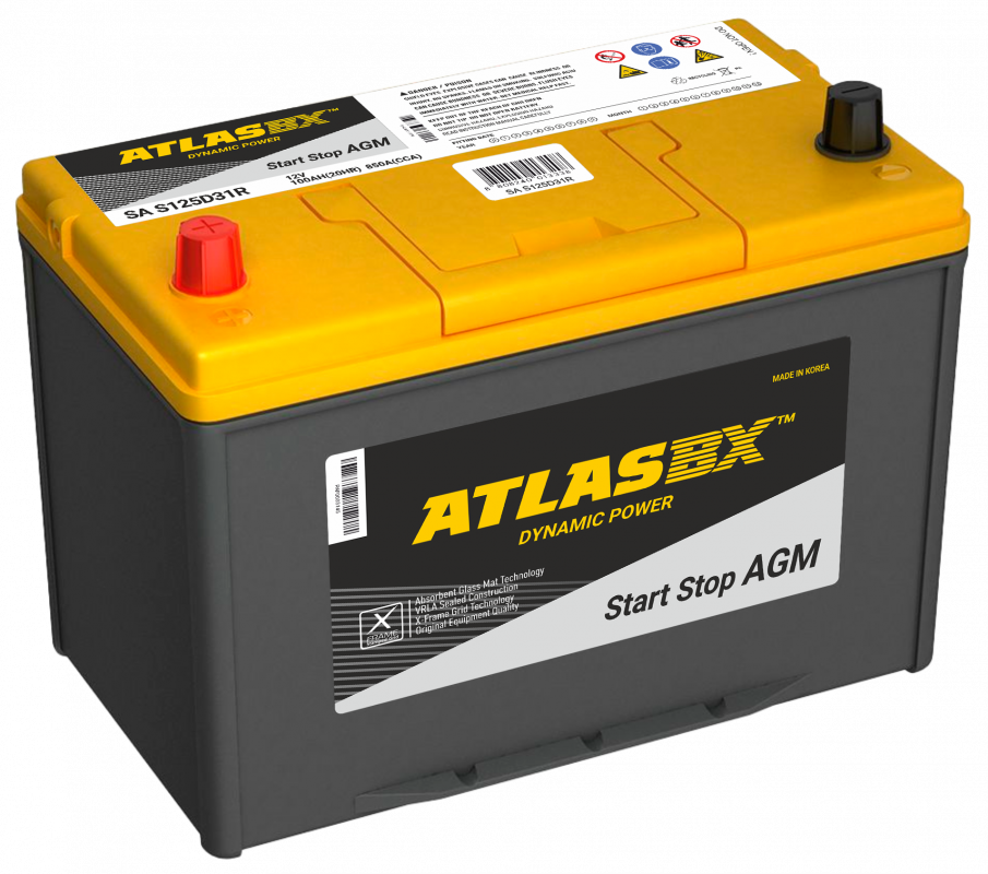 Аккумулятор ATLAS BX AGM D31 100 Ач прям. пол. 850A 306x173x220