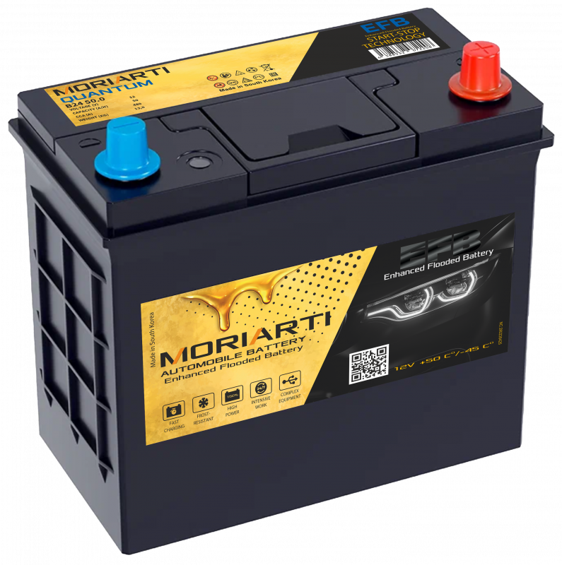 Аккумулятор MORIARTI QUANTUM EFB 75B24L 50 Ач обр. пол. 480А 237x127x220
