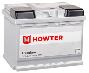 Аккумулятор HOWTER Premium 60 Ач 560А обр. пол. 242x175x190