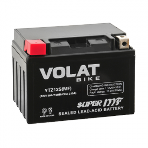 Аккумулятор для мототехники VOLAT YTZ12S(MF) "+ -" 11 Ач 210 А 150x87x110 12V AGM