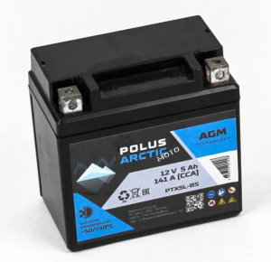 Аккумулятор для мототехники POLUS ARCTIC MOTO 5Ah 141A обр.пол (PTX5L-BS) AGM 114х69х109