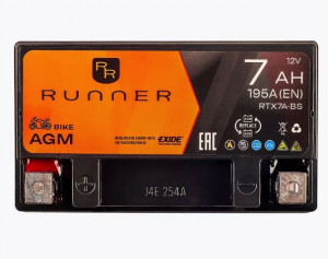 Аккумулятор для мототехники RUNNER AGM 7Ah 195А прям. пол. 150x87x93 (RTX7A-BS, YTX7A-BS, 12N7B-4B)