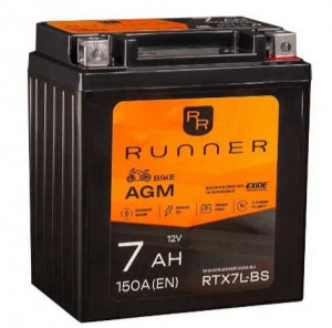 Аккумулятор для мототехники RUNNER AGM 7Ah 150А обр. пол. 113x70x130 (RTX7L-BS, YTX7L-BS)