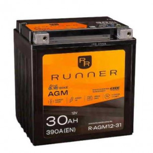Аккумулятор для мототехники RUNNER (AGM12-31) 30Ah 390А обр. пол. 166x125x175 (YIX30L, YB30L-B, YIX30L-BS)