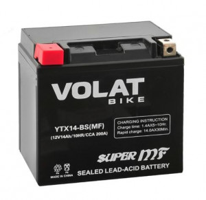 Аккумулятор для мототехники VOLAT MF 14Аh 200А прям. пол. 150x87x145 (YTX14-BS)