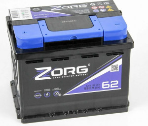 Аккумулятор ZORG 62R обр. пол. 550A 242x175x190