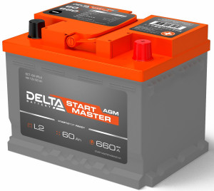 Аккумулятор DELTA START MASTER AGM 60 Ач 660А обр. пол. 242х175х190