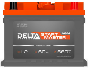 Аккумулятор DELTA START MASTER AGM 60 Ач 660А обр. пол. 242х175х190