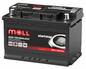 Аккумулятор MOLL AGM 70 Ач 760А обр. пол. 278х175х190