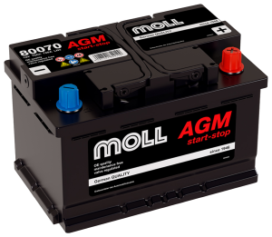 Аккумулятор MOLL AGM 70 Ач 760А обр. пол. 278х175х190