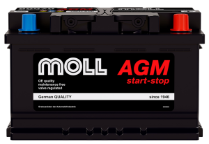 Аккумулятор MOLL AGM 70 Ач 760А обр. пол. 278х175х190