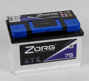 Аккумулятор ZORG LB3 75 Ач обр. пол. низкий 650A 278x175x175