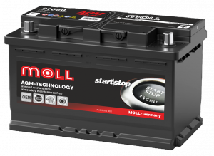 Аккумулятор MOLL AGM 80 Ач 800А обр. пол. 315х175х190