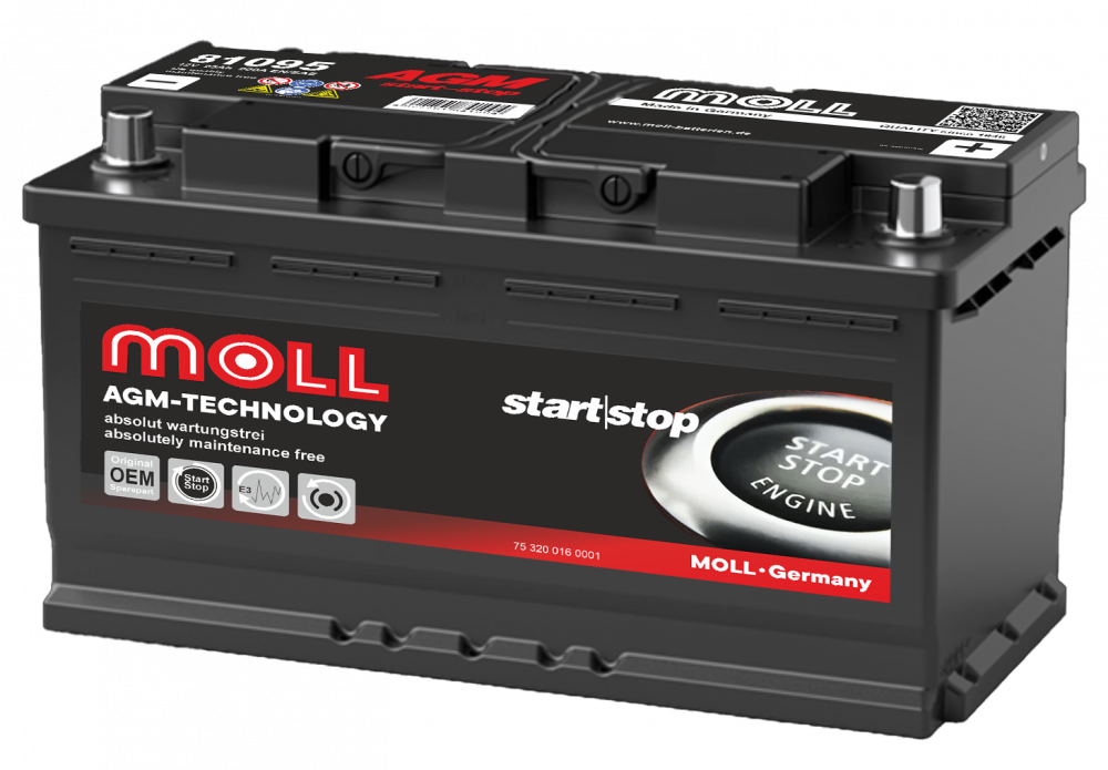 Аккумулятор MOLL AGM L5 95 Ач 900 обр. пол. 353х175х190