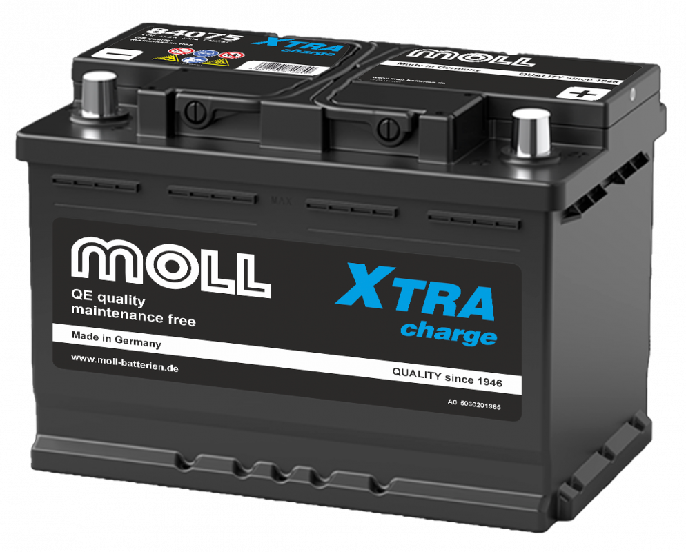 Аккумулятор MOLL XTRA CHARGE 75 Ач 720А обр. пол. 278х175х190